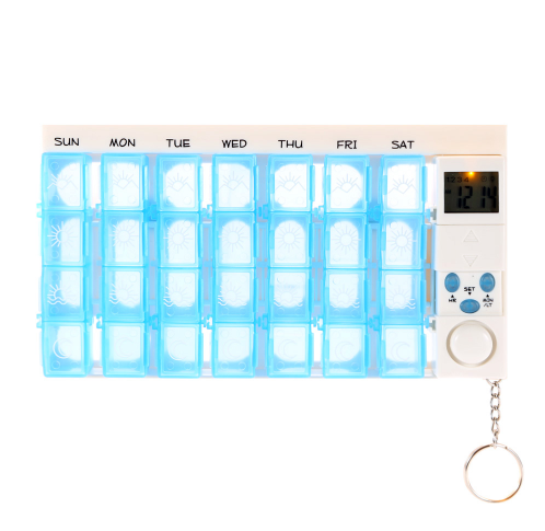 7 days 28 grid intelligent electronic timing kit portable travel sub-package plastic drug storage box medication timer